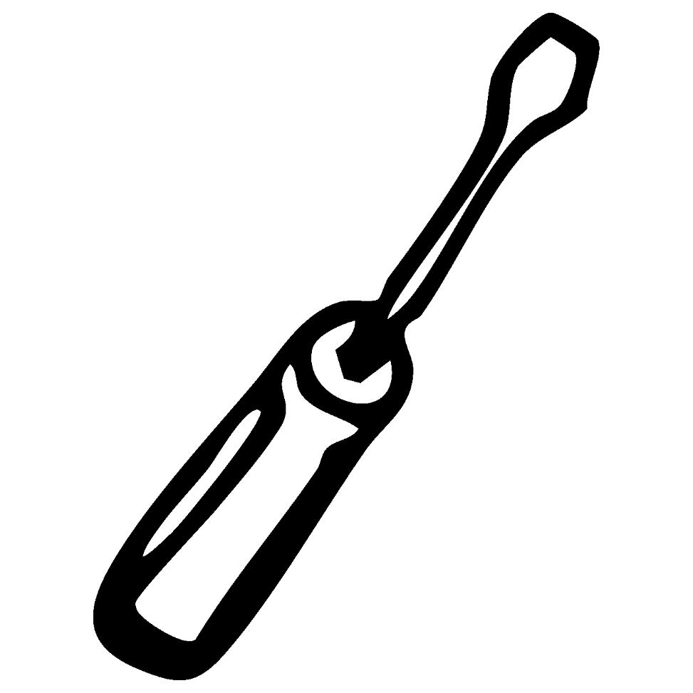 Black outline of a screwdriver on a white background